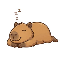 Capy mascot sleeping - relaxed food tracking